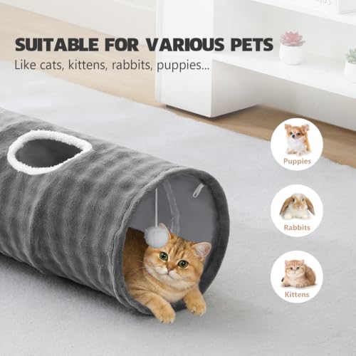 Straight Bubble Cat Tunnel for Indoor Cats 47"x12" (Grey / Straight)
