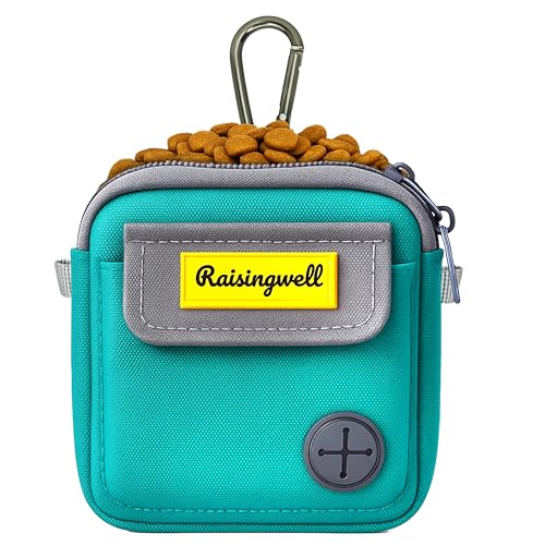 Dog Treat Pouch for Pet Walking and Training with Clicker Poop Bags and Three Bags Design Small Fanny Zipper Pack Holder for Puppy Snack Dispenser Kit for Leash and Outdoor Use (Two Bag / d2.Green1)