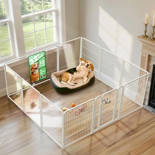AuraSpace Pro Acrylic & Wire Mesh Indoor Dog Playpen (White / 32"H)