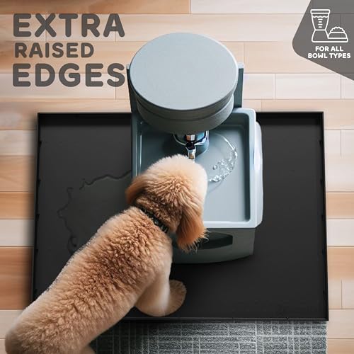 32x24x1” XL Dog Food Mat (32"L x 24"W / Black)