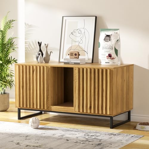 Double Litter Box Enclosure (Natural / 47.6"L x 21.5"W x 26"H)
