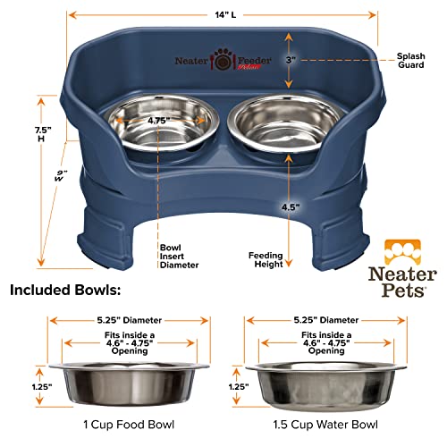 Neater Feeder Deluxe Mess (Cat + Standard Bowl / Dark Blue)