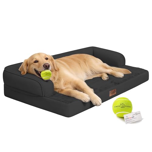Orthopedic XL Dog Bed for Large and Extra Large Dogs (Black / 42"L x 30"W x 7.5"Th)