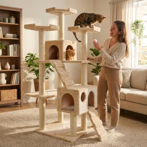 Multi Level Cat Tree Tower with Sisal Scratching Posts