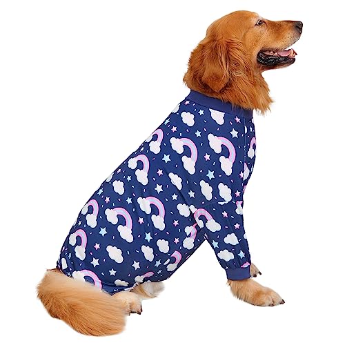Dog Pajamas One Piece Light Comfy Pjs Pet Costume M (Medium / Rainbows)