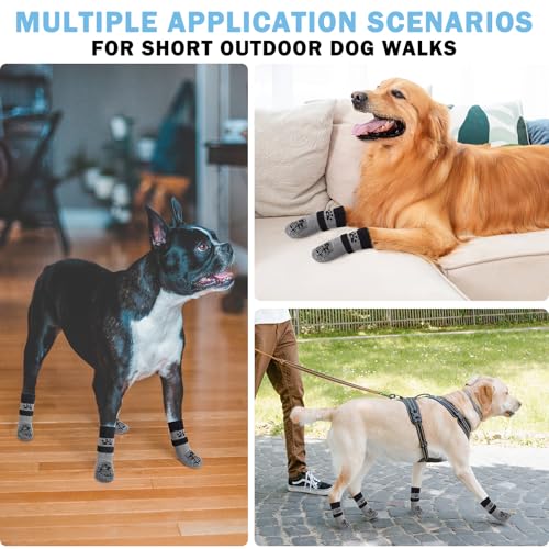 Anti Slip Dog Socks to Prevent Licking Paws for Hot (Grey Shark(Pack of 4) / X-Small)