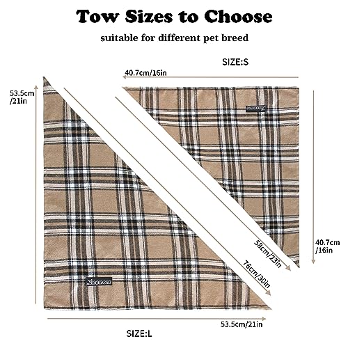 Adjustable Plaid Dog Bandanas (Light Khaki / Small)