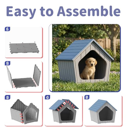 Outdoor Dog House for Small Dogs (Blue / XSmall Dog: 22.8 Inch)