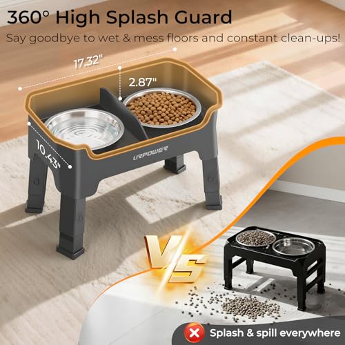 Mess Proof Elevated Dog Bowls (Grey / Medium)