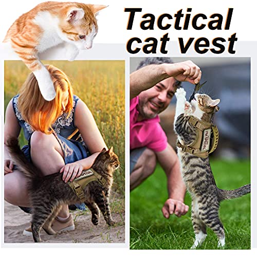 Tactical Cat Harness for Walking Escape Proof (Large / Khaki)