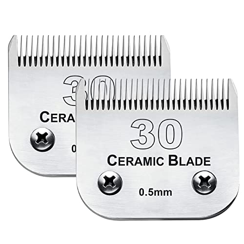30 Blade Dog Grooming Blades Compatible with Andis (2pc 30:1/50''(0.5mm))