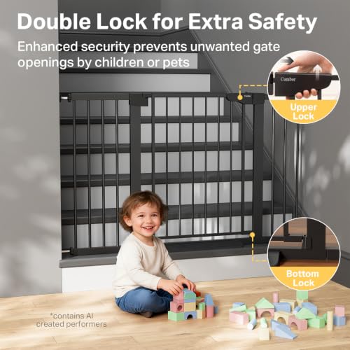 2-Pack 29.7-51.5 in Extra Wide Baby Gate for Stairs, Dog Gate Black (Black / 29.7-51.5"W x 30.5"H (2 Pack ))
