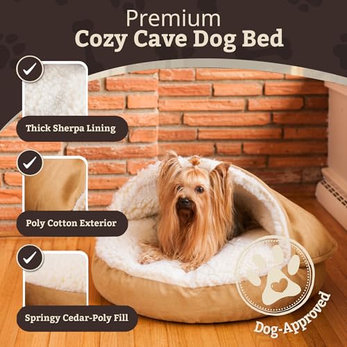 Cozy Cave Dog Bed (35.0"L x 35.0"W x 8.0"Th / Camel)