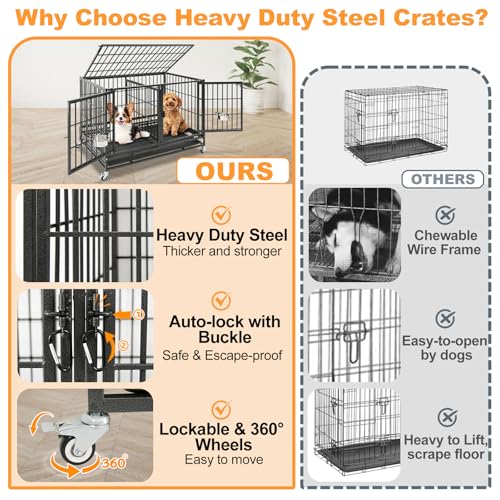42 inch Stackable Heavy Duty Dog Kennel Indoor with Divider (42.5"L x 28.0"W x 30.0"H)