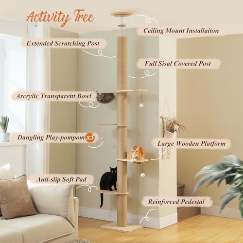 Floor to Ceiling Cat Tree (79''-103'' / Board Beige)