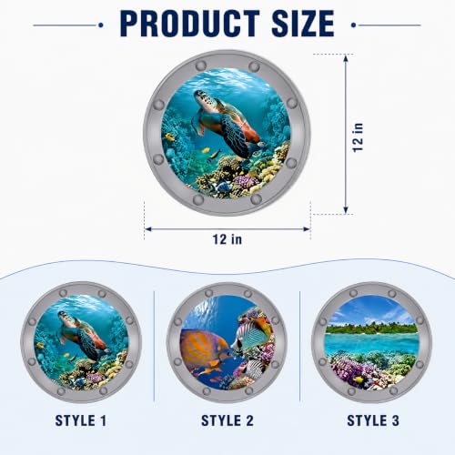 Ocean Animals World Under Sea Wall Decor Includ Sea Turtles Fishes Coral 3p (Blue 04)