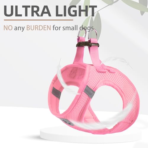 Dog Harness Collar and Leash Set No Pull for Small Medium Sized (Solid LightPink / M (CHEST 16"-18"))