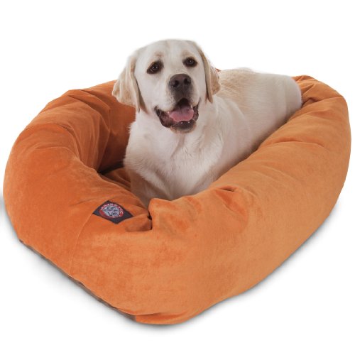 Villa 40 Inch Shredded Memory Foam Dog Bed for Large Sized Dog 40x29x9 Inch (Orange)