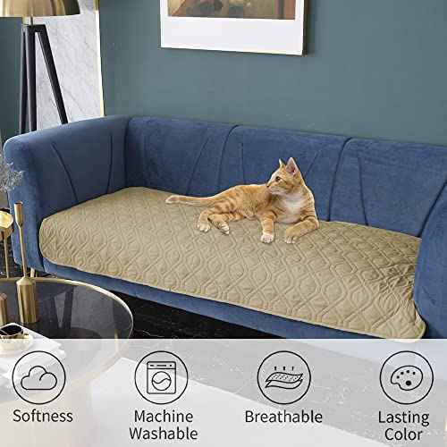 Waterproof Dog Bed Cover Pet Blanket for Furniture Bed Couch Sofa Reversible (40x80 Inch (Pack of 1) / Beige+lightgrey)