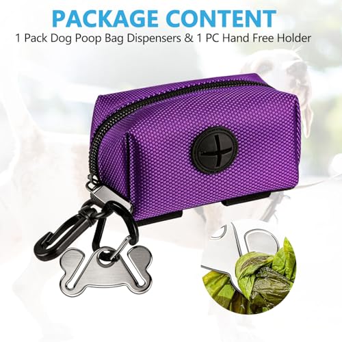 Dog Poop Bag Dispenser Holder Soft Waste Bag Roll Holders Leash Clip Purple (1 Count (Pack of 1) / 1PC Purple)