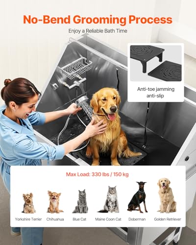 Stainless Steel Dog Washing Station (Right STAIRS / 50 inch)