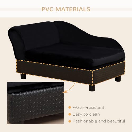 Luxury Fancy Dog Couch with Hidden Storage for Puppies (Black)