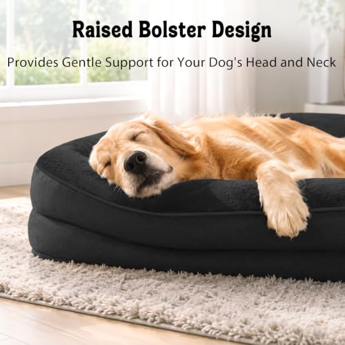 Waterproof Orthopedic Dog Bed for Large and Extra Large Dogs (Black / 42"L x 30"W x 7.5"Th)