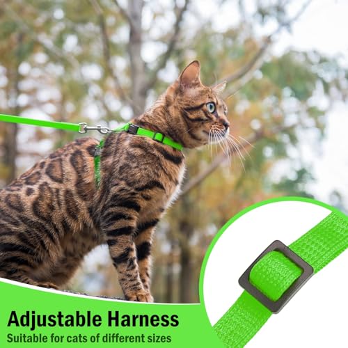 Adjustable Cat Harness and Leash Set Escape Proof Kitten Strap Collar for Walking Travel (Medium / Green)