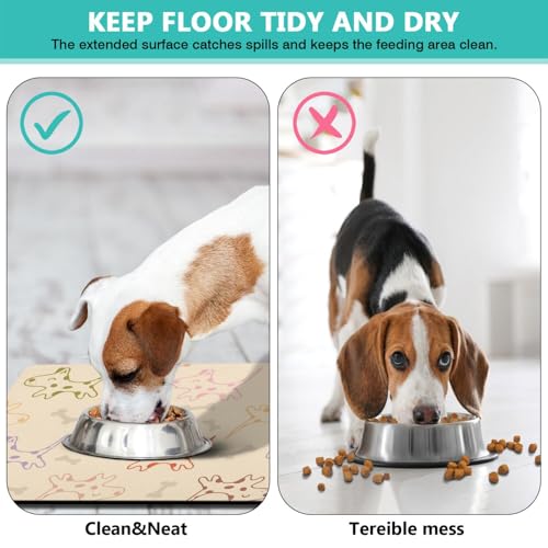 Pet Feeding Mat for Floors Waterproof Dog Mat for Food and Water Absorbent Quick Dry Non Slip mat for Cat Bowls (30"L x 17"W / Yellow)