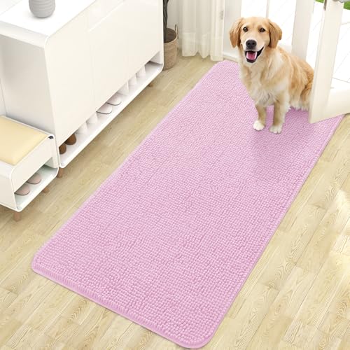 Dog Door Mat for Muddy Paws 47x24 (Pink / 47" X 24")