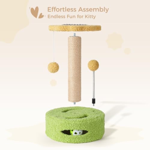 Small Cat Scratching Post with Perch Kitten Toys for Indoor Kittens 4 in 1