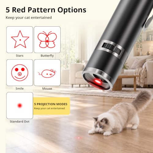 Cat Toy Interactive USB Rechargeable Chase Toy for Indoor Pet Cat & Dogs (Black 1pcs)