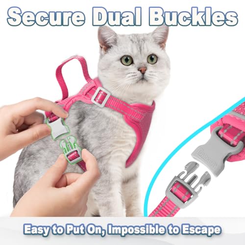 Cat Harness and Leash Set Escape Proof for Kitten Walking (Medium / Pink)