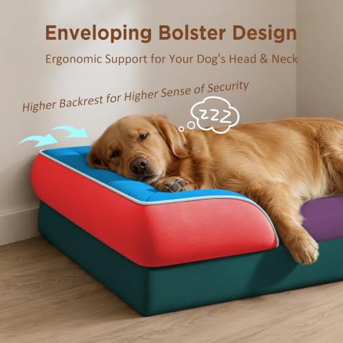 Orthopedic Dog Bed for Extra Large Dogs with Bolster (45.0"L x 35.0"W x 8.5"Th / San Francisco)