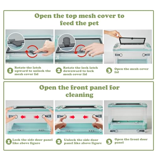 Plastic Reptile Feeding Box with Wheels (【Blue】)