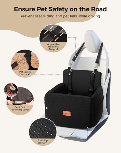 Dog Booster Car Seat for Dogs Under 35 Lbs (Black / Medium)