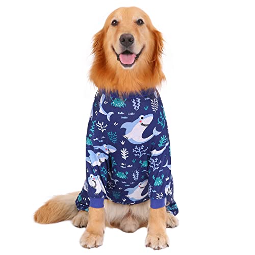 Dog Pajamas One Piece Light Comfy Pjs Pet Costume M (X-Large / Sharks)