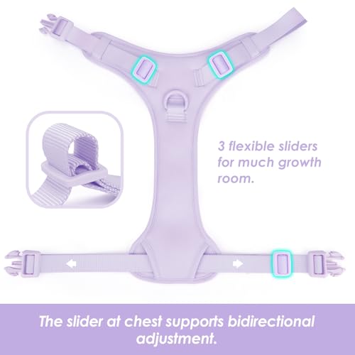 No Pull Dog Harness for Large Sized Dogs Puppy Vest No Choke (Light Purple / L(Neck:20.9-31.5", Chest:24.8-37.4"))