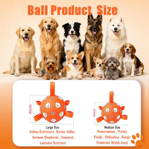 Dog Soccer Ball with Straps (Orange / Medium-6 Inch)