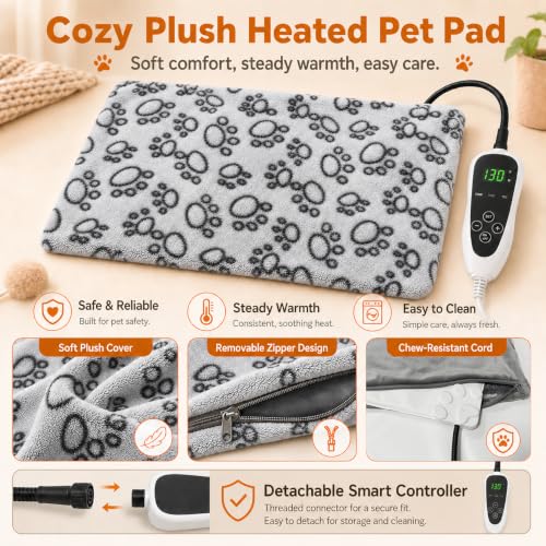 Dog Heating Pad 32x20 in UL (Grey / 32 x 20 in)