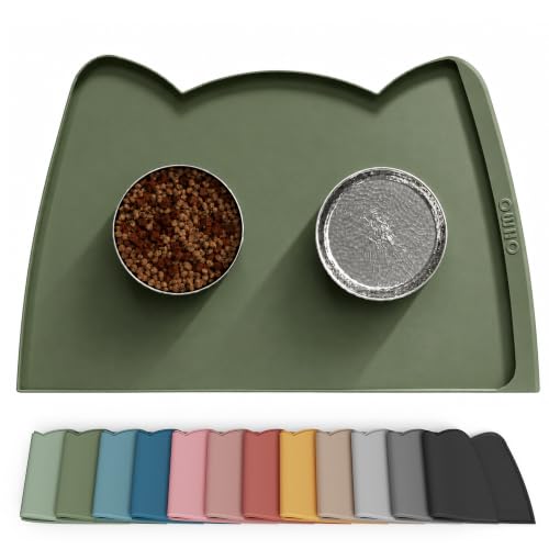 Large Dog Food Mat (24"L x 15"W / Camouflage Green)