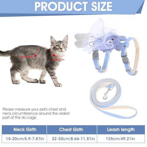 Cat Harness and Leash Set (Ribbon Bear Blue)