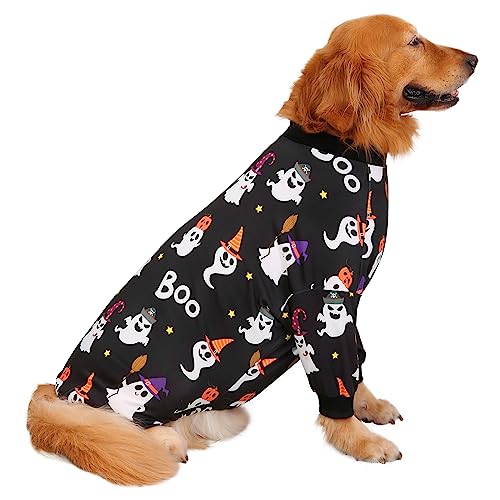 Dog Pajamas One Piece Light Comfy Pjs Pet Costume M (XXX-Large / Cute Ghosts)