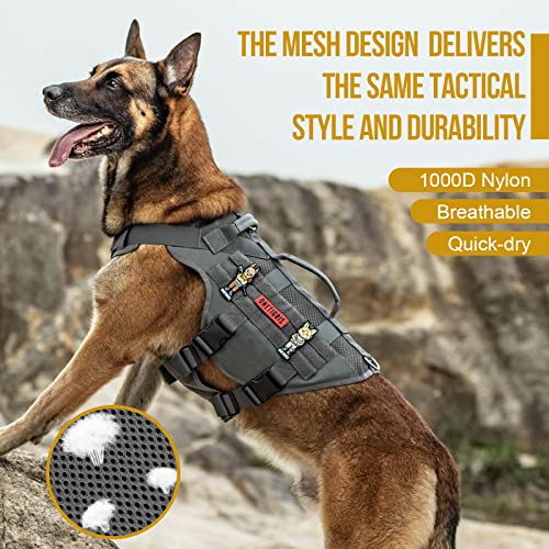 Tactical No Pull Dog Harness for Small Dogs (Grey / S)