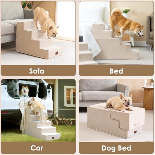 Dog Stairs for Bed 18" H (Beige / Standard 15" x 24" x 18")