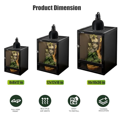 18"x18"x36" Hybrid Reptile Enclosure Cage with Aluminum Frame (18x18x36 inch-two doors / Black)