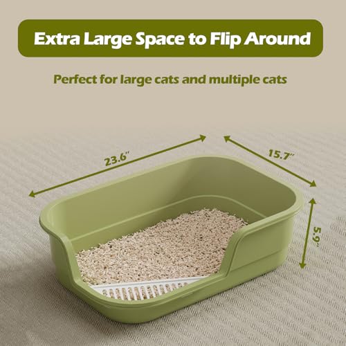Extra Large Cat Litter Box with High Sides (Yellow)