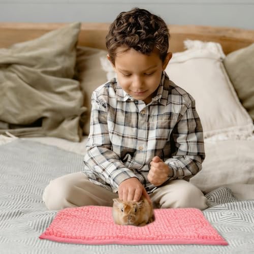8 Pcs Guinea Pig Liner Washable Rabbit Cage Liner 16x12 Inch Guinea Pig Fleece Mats Reusable Bedding Pee Pads for Small Animals (Pink)