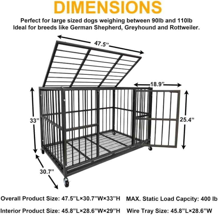 48" Heavy Duty Dog Crate (Black)