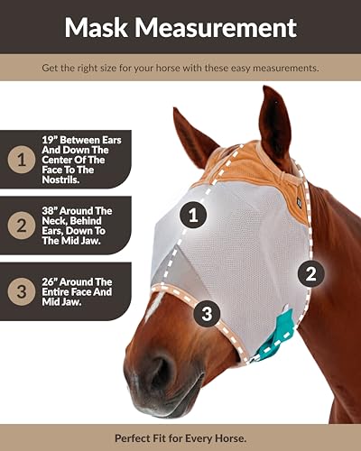 TSZ Arabian Horse Fly Mask Standard No Ears UV Block 70% Breathable Flymask (Arabian Horse)